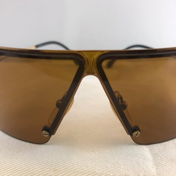 Chloe NWT Rare Vintage Shield Wrap Sunglasses Brown Metal Frame Phoebe Philo Era - Picture 7 of 11